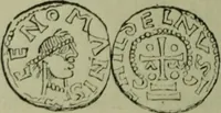 An illustration from Recherche des monnaies mérovingiennes du Cenomannicum (1883)