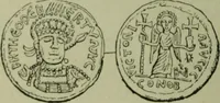 An illustration from Recherche des monnaies mérovingiennes du Cenomannicum (1883)