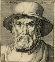 An illustration from Recht ghebruyck ende misbruyck van tydlicke have : welckers sin-rijcke af-beeldingen van D.V. Coornhert zyn bedacht, oock met zyn eygen hand in 't koper gesneden : hier by is gevoegt 't bedrogh des wereldts, of het luije en leckere leven door Pandolphus Collenutius, mede den lof-zang van 't goud, oock gedichten op den A.B.C. alles in seer leer-lycken dicht seer stichtelyck en vermakelyck gestelt (1620)