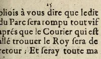 An illustration from Recit veritable de l'entreprise que les Anglois auoient sur la ville & citadelle de Calais, par l'entremise d'vn nommé du Parc. Descouuerte par le vicomte de Fruze estranger, à Monsieur de Valence, gouuerneur de ladite ville & citadelle. Auec la prise de deux barques angloises, où dans l'vne s'est trouuée la femme d'vn pilote d'vne des remberges saisie d'vne lettre. (1628)