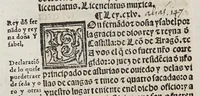 An illustration from Recopilacio[n] de algunas bullas del summo pontifice, co[n]cedidas, en fauor de la jurisdicio[n] real, con todas las pragmaticas, y algunas leyes del reyno, hechas para la buena gouernacion y guarda de la justicia y muchas pragmaticas y leyes añadidas q[ue] hasta aqui no fueron impressas. : En especial estan añadidas las leyes de Madrid y de los ara[n]zeles y de los paños y lanas y capitulos de corregidores y leyes de toro y leyes de la hermandad, vista y corregida y por orden de leyes puesta. (1550)