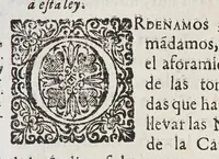 An illustration from Recopilacion de leyes de los reynos de las Indias. : Mandadas imprimir, y publicar por la Magestad Catolica del rey don Carlos II, nuestro señor. Va dividida en quatro tomos, con el indice general, y al principio de cada tomo el indice especial de los titulos, que contiene (1681)