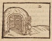 An illustration from Recreations mathematiques : composées de plusieurs problemes, plaisans & facetieux, d'arithmetique, geometrie, astrologie, optique, perspectiue, mechanique, chymie, & d'autres rares & curieux secrets : plusieurs desquels n'ont iamais esté imprimez : premiere et seconde partie : la troisiesme partie contient vn recueil de plusieurs gentilles & recreatiues inuentions de feux d'artifice : la maniere de faire toutes sortes de fuzees, simples & composees : le tout representé par figures (1629)