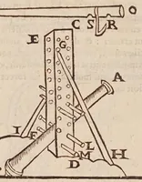 An illustration from Recreations mathematiques : composées de plusieurs problemes, plaisans & facetieux, d'arithmetique, geometrie, astrologie, optique, perspectiue, mechanique, chymie, & d'autres rares & curieux secrets : plusieurs desquels n'ont iamais esté imprimez : premiere et seconde partie : la troisiesme partie contient vn recueil de plusieurs gentilles & recreatiues inuentions de feux d'artifice : la maniere de faire toutes sortes de fuzees, simples & composees : le tout representé par figures (1629)