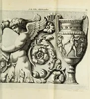 An illustration from Recueil d'antiquités romaines, ou, Voyage d'Italie : composé de 60 planches : dans lequel on trouve divers vases, autels, trepieds, arabesques et autres sujets gravés d'après les dessins que differens artistes ont fait pendant leur séjour en Italie, lesquels jusqu'à présent n'ont point encore été gravés (1771)