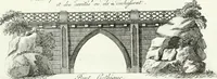 An illustration from Recueil de dessins d'une execution peu dispendieuse : contenans des plans de petites maisons de campagne, petits pavillons de jardins, temples, hermitages, chaumieres, monumens, obélisques, ruines, portails, portes, grilles, bancs de jardins, chaises, volieres, gondoles, ponts, etc. : ouvrage intéressant pour cette classes d'amateurs, qui sans faire de grandes dépenses, sont pourtant bien aises d'embellir leurs jardins d'ornamens nouveaux et pleins de goût (1805)