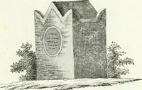 An illustration from Recueil de dessins d'une execution peu dispendieuse : contenans des plans de petites maisons de campagne, petits pavillons de jardins, temples, hermitages, chaumieres, monumens, obélisques, ruines, portails, portes, grilles, bancs de jardins, chaises, volieres, gondoles, ponts, etc. : ouvrage intéressant pour cette classes d'amateurs, qui sans faire de grandes dépenses, sont pourtant bien aises d'embellir leurs jardins d'ornamens nouveaux et pleins de goût (1805)
