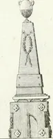 An illustration from Recueil de dessins d'une execution peu dispendieuse : contenans des plans de petites maisons de campagne, petits pavillons de jardins, temples, hermitages, chaumieres, monumens, obélisques, ruines, portails, portes, grilles, bancs de jardins, chaises, volieres, gondoles, ponts, etc. : ouvrage intéressant pour cette classes d'amateurs, qui sans faire de grandes dépenses, sont pourtant bien aises d'embellir leurs jardins d'ornamens nouveaux et pleins de goût (1805)