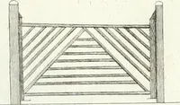 An illustration from Recueil de dessins d'une execution peu dispendieuse : contenans des plans de petites maisons de campagne, petits pavillons de jardins, temples, hermitages, chaumieres, monumens, obélisques, ruines, portails, portes, grilles, bancs de jardins, chaises, volieres, gondoles, ponts, etc. : ouvrage intéressant pour cette classes d'amateurs, qui sans faire de grandes dépenses, sont pourtant bien aises d'embellir leurs jardins d'ornamens nouveaux et pleins de goût (1805)