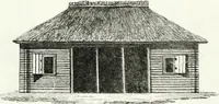 An illustration from Recueil de dessins d'une execution peu dispendieuse : contenans des plans de petites maisons de campagne, petits pavillons de jardins, temples, hermitages, chaumieres, monumens, obélisques, ruines, portails, portes, grilles, bancs de jardins, chaises, volieres, gondoles, ponts, etc. : ouvrage intéressant pour cette classes d'amateurs, qui sans faire de grandes dépenses, sont pourtant bien aises d'embellir leurs jardins d'ornamens nouveaux et pleins de goût (1805)