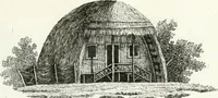 An illustration from Recueil de dessins d'une execution peu dispendieuse : contenans des plans de petites maisons de campagne, petits pavillons de jardins, temples, hermitages, chaumieres, monumens, obélisques, ruines, portails, portes, grilles, bancs de jardins, chaises, volieres, gondoles, ponts, etc. : ouvrage intéressant pour cette classes d'amateurs, qui sans faire de grandes dépenses, sont pourtant bien aises d'embellir leurs jardins d'ornamens nouveaux et pleins de goût (1805)