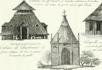 Picture 55 of 140 from Recueil de dessins d'une execution peu dispendieuse : contenans des plans de petites maisons de campagne, petits pavillons de jardins, temples, hermitages, chaumieres, monumens, obélisques, ruines, portails, portes, grilles, bancs de jardins, chaises, volieres, gondoles, ponts, etc. : ouvrage intéressant pour cette classes d'amateurs, qui sans faire de grandes dépenses, sont pourtant bien aises d'embellir leurs jardins d'ornamens nouveaux et pleins de goût (1805), leaf 30