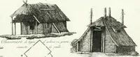 An illustration from Recueil de dessins d'une execution peu dispendieuse : contenans des plans de petites maisons de campagne, petits pavillons de jardins, temples, hermitages, chaumieres, monumens, obélisques, ruines, portails, portes, grilles, bancs de jardins, chaises, volieres, gondoles, ponts, etc. : ouvrage intéressant pour cette classes d'amateurs, qui sans faire de grandes dépenses, sont pourtant bien aises d'embellir leurs jardins d'ornamens nouveaux et pleins de goût (1805)
