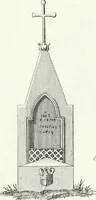 An illustration from Recueil de dessins d'une execution peu dispendieuse : contenans des plans de petites maisons de campagne, petits pavillons de jardins, temples, hermitages, chaumieres, monumens, obélisques, ruines, portails, portes, grilles, bancs de jardins, chaises, volieres, gondoles, ponts, etc. : ouvrage intéressant pour cette classes d'amateurs, qui sans faire de grandes dépenses, sont pourtant bien aises d'embellir leurs jardins d'ornamens nouveaux et pleins de goût (1805)