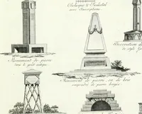 Picture 62 of 140 from Recueil de dessins d'une execution peu dispendieuse : contenans des plans de petites maisons de campagne, petits pavillons de jardins, temples, hermitages, chaumieres, monumens, obélisques, ruines, portails, portes, grilles, bancs de jardins, chaises, volieres, gondoles, ponts, etc. : ouvrage intéressant pour cette classes d'amateurs, qui sans faire de grandes dépenses, sont pourtant bien aises d'embellir leurs jardins d'ornamens nouveaux et pleins de goût (1805), leaf 32