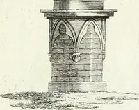 An illustration from Recueil de dessins d'une execution peu dispendieuse : contenans des plans de petites maisons de campagne, petits pavillons de jardins, temples, hermitages, chaumieres, monumens, obélisques, ruines, portails, portes, grilles, bancs de jardins, chaises, volieres, gondoles, ponts, etc. : ouvrage intéressant pour cette classes d'amateurs, qui sans faire de grandes dépenses, sont pourtant bien aises d'embellir leurs jardins d'ornamens nouveaux et pleins de goût (1805)