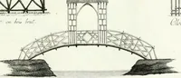 An illustration from Recueil de dessins d'une execution peu dispendieuse : contenans des plans de petites maisons de campagne, petits pavillons de jardins, temples, hermitages, chaumieres, monumens, obélisques, ruines, portails, portes, grilles, bancs de jardins, chaises, volieres, gondoles, ponts, etc. : ouvrage intéressant pour cette classes d'amateurs, qui sans faire de grandes dépenses, sont pourtant bien aises d'embellir leurs jardins d'ornamens nouveaux et pleins de goût (1805)