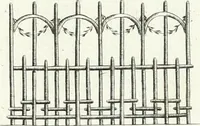 An illustration from Recueil de dessins d'une execution peu dispendieuse : contenans des plans de petites maisons de campagne, petits pavillons de jardins, temples, hermitages, chaumieres, monumens, obélisques, ruines, portails, portes, grilles, bancs de jardins, chaises, volieres, gondoles, ponts, etc. : ouvrage intéressant pour cette classes d'amateurs, qui sans faire de grandes dépenses, sont pourtant bien aises d'embellir leurs jardins d'ornamens nouveaux et pleins de goût (1805)