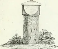 An illustration from Recueil de dessins d'une execution peu dispendieuse : contenans des plans de petites maisons de campagne, petits pavillons de jardins, temples, hermitages, chaumieres, monumens, obélisques, ruines, portails, portes, grilles, bancs de jardins, chaises, volieres, gondoles, ponts, etc. : ouvrage intéressant pour cette classes d'amateurs, qui sans faire de grandes dépenses, sont pourtant bien aises d'embellir leurs jardins d'ornamens nouveaux et pleins de goût (1805)
