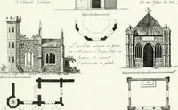 Picture 111 of 140 from Recueil de dessins d'une execution peu dispendieuse : contenans des plans de petites maisons de campagne, petits pavillons de jardins, temples, hermitages, chaumieres, monumens, obélisques, ruines, portails, portes, grilles, bancs de jardins, chaises, volieres, gondoles, ponts, etc. : ouvrage intéressant pour cette classes d'amateurs, qui sans faire de grandes dépenses, sont pourtant bien aises d'embellir leurs jardins d'ornamens nouveaux et pleins de goût (1805), leaf 56