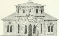 An illustration from Recueil de dessins d'une execution peu dispendieuse : contenans des plans de petites maisons de campagne, petits pavillons de jardins, temples, hermitages, chaumieres, monumens, obélisques, ruines, portails, portes, grilles, bancs de jardins, chaises, volieres, gondoles, ponts, etc. : ouvrage intéressant pour cette classes d'amateurs, qui sans faire de grandes dépenses, sont pourtant bien aises d'embellir leurs jardins d'ornamens nouveaux et pleins de goût (1805)
