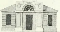 An illustration from Recueil de dessins d'une execution peu dispendieuse : contenans des plans de petites maisons de campagne, petits pavillons de jardins, temples, hermitages, chaumieres, monumens, obélisques, ruines, portails, portes, grilles, bancs de jardins, chaises, volieres, gondoles, ponts, etc. : ouvrage intéressant pour cette classes d'amateurs, qui sans faire de grandes dépenses, sont pourtant bien aises d'embellir leurs jardins d'ornamens nouveaux et pleins de goût (1805)
