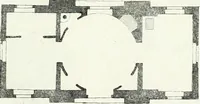 An illustration from Recueil de dessins d'une execution peu dispendieuse : contenans des plans de petites maisons de campagne, petits pavillons de jardins, temples, hermitages, chaumieres, monumens, obélisques, ruines, portails, portes, grilles, bancs de jardins, chaises, volieres, gondoles, ponts, etc. : ouvrage intéressant pour cette classes d'amateurs, qui sans faire de grandes dépenses, sont pourtant bien aises d'embellir leurs jardins d'ornamens nouveaux et pleins de goût (1805)