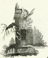 An illustration from Recueil de dessins d'une execution peu dispendieuse : contenans des plans de petites maisons de campagne, petits pavillons de jardins, temples, hermitages, chaumieres, monumens, obélisques, ruines, portails, portes, grilles, bancs de jardins, chaises, volieres, gondoles, ponts, etc. : ouvrage intéressant pour cette classes d'amateurs, qui sans faire de grandes dépenses, sont pourtant bien aises d'embellir leurs jardins d'ornamens nouveaux et pleins de goût (1805)