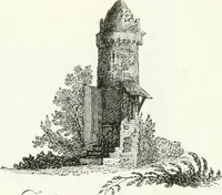 An illustration from Recueil de dessins d'une execution peu dispendieuse : contenans des plans de petites maisons de campagne, petits pavillons de jardins, temples, hermitages, chaumieres, monumens, obélisques, ruines, portails, portes, grilles, bancs de jardins, chaises, volieres, gondoles, ponts, etc. : ouvrage intéressant pour cette classes d'amateurs, qui sans faire de grandes dépenses, sont pourtant bien aises d'embellir leurs jardins d'ornamens nouveaux et pleins de goût (1805)
