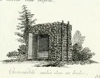 Picture 131 of 140 from Recueil de dessins d'une execution peu dispendieuse : contenans des plans de petites maisons de campagne, petits pavillons de jardins, temples, hermitages, chaumieres, monumens, obélisques, ruines, portails, portes, grilles, bancs de jardins, chaises, volieres, gondoles, ponts, etc. : ouvrage intéressant pour cette classes d'amateurs, qui sans faire de grandes dépenses, sont pourtant bien aises d'embellir leurs jardins d'ornamens nouveaux et pleins de goût (1805), leaf 66