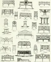 An illustration from Recueil de dessins d'une execution peu dispendieuse : contenans des plans de petites maisons de campagne, petits pavillons de jardins, temples, hermitages, chaumieres, monumens, obélisques, ruines, portails, portes, grilles, bancs de jardins, chaises, volieres, gondoles, ponts, etc. : ouvrage intéressant pour cette classes d'amateurs, qui sans faire de grandes dépenses, sont pourtant bien aises d'embellir leurs jardins d'ornamens nouveaux et pleins de goût (1805)