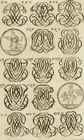 Picture 195 of 243 from Recueil d'emblêmes, devises, medailles, et figures hieroglyphiques, au nombre de plus de douze cent, avec leurs explications : accompagné de plus de deux mille chiffres fleuronnez simples, doubles & triples ... : cet ouvrage qui est enrichy de deux cens cinquante planches en taille-douce, est très-utile aux graveurs, peintres, sculpteurs, orfevres, brodeurs, serruriers & à tous ceux qui travaillent au dessein (1724), leaf 280