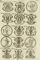 Picture 223 of 243 from Recueil d'emblêmes, devises, medailles, et figures hieroglyphiques, au nombre de plus de douze cent, avec leurs explications : accompagné de plus de deux mille chiffres fleuronnez simples, doubles & triples ... : cet ouvrage qui est enrichy de deux cens cinquante planches en taille-douce, est très-utile aux graveurs, peintres, sculpteurs, orfevres, brodeurs, serruriers & à tous ceux qui travaillent au dessein (1724), leaf 308