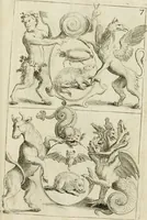 An illustration from Recueil d'emblêmes, devises, medailles, et figures hieroglyphiques, au nombre de plus de douze cent, avec leurs explications : accompagné de plus de deux mille chiffres fleuronnez simples, doubles & triples ... : cet ouvrage qui est enrichy de deux cens cinquante planches en taille-douce, est très-utile aux graveurs, peintres, sculpteurs, orfevres, brodeurs, serruriers & à tous ceux qui travaillent au dessein (1724)