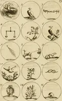 An illustration from Recueil d'emblêmes, devises, medailles, et figures hieroglyphiques, au nombre de plus de douze cent, avec leurs explications : accompagné de plus de deux mille chiffres fleuronnez simples, doubles & triples ... : cet ouvrage qui est enrichy de deux cens cinquante planches en taille-douce, est très-utile aux graveurs, peintres, sculpteurs, orfevres, brodeurs, serruriers & à tous ceux qui travaillent au dessein (1724)