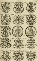 Picture 115 of 241 from Recueil d'emblêmes, devises, medailles, et figures hieroglyphiques : au nombre de plus de douze cent, avec leurs explications, accompagné de plus de deux mille chiffres fleuronnez simples, doubles & triples, d'une maniere nouvelle & fort curieuse pour tous les noms imaginable : avec les tenants, supports, & cimiers servans aux ornemens des armes ... (1696), leaf 208