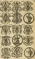 Picture 160 of 241 from Recueil d'emblêmes, devises, medailles, et figures hieroglyphiques : au nombre de plus de douze cent, avec leurs explications, accompagné de plus de deux mille chiffres fleuronnez simples, doubles & triples, d'une maniere nouvelle & fort curieuse pour tous les noms imaginable : avec les tenants, supports, & cimiers servans aux ornemens des armes ... (1696), leaf 253