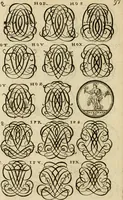 Picture 168 of 241 from Recueil d'emblêmes, devises, medailles, et figures hieroglyphiques : au nombre de plus de douze cent, avec leurs explications, accompagné de plus de deux mille chiffres fleuronnez simples, doubles & triples, d'une maniere nouvelle & fort curieuse pour tous les noms imaginable : avec les tenants, supports, & cimiers servans aux ornemens des armes ... (1696), leaf 261