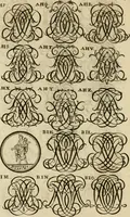 Picture 172 of 241 from Recueil d'emblêmes, devises, medailles, et figures hieroglyphiques : au nombre de plus de douze cent, avec leurs explications, accompagné de plus de deux mille chiffres fleuronnez simples, doubles & triples, d'une maniere nouvelle & fort curieuse pour tous les noms imaginable : avec les tenants, supports, & cimiers servans aux ornemens des armes ... (1696), leaf 265