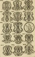 Picture 174 of 241 from Recueil d'emblêmes, devises, medailles, et figures hieroglyphiques : au nombre de plus de douze cent, avec leurs explications, accompagné de plus de deux mille chiffres fleuronnez simples, doubles & triples, d'une maniere nouvelle & fort curieuse pour tous les noms imaginable : avec les tenants, supports, & cimiers servans aux ornemens des armes ... (1696), leaf 267