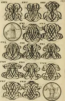 Picture 176 of 241 from Recueil d'emblêmes, devises, medailles, et figures hieroglyphiques : au nombre de plus de douze cent, avec leurs explications, accompagné de plus de deux mille chiffres fleuronnez simples, doubles & triples, d'une maniere nouvelle & fort curieuse pour tous les noms imaginable : avec les tenants, supports, & cimiers servans aux ornemens des armes ... (1696), leaf 269