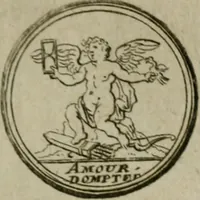 An illustration from Recueil d'emblêmes, devises, medailles, et figures hieroglyphiques, au nombre de plus de douze cent, avec leurs explications : accompagné de plus de deux mille chiffres fleuronnez simples, doubles & triples : d'une manière nouvelle & fort curieuse pour tous les noms imaginables : avec les tenants, supports, & cimiers servans aux ornemens des armes : cet ouvrage qui est enrichy de deux cens cinquante planches en taille-douce, est très-utile aux graveurs, peintres, sculpteurs, orfevres, brodeurs, serruriers, & à tous ceux qui travaillent au dessein (1724)