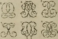 An illustration from Recueil d'emblêmes, devises, medailles, et figures hieroglyphiques, au nombre de plus de douze cent, avec leurs explications : accompagné de plus de deux mille chiffres fleuronnez simples, doubles & triples : d'une manière nouvelle & fort curieuse pour tous les noms imaginables : avec les tenants, supports, & cimiers servans aux ornemens des armes : cet ouvrage qui est enrichy de deux cens cinquante planches en taille-douce, est très-utile aux graveurs, peintres, sculpteurs, orfevres, brodeurs, serruriers, & à tous ceux qui travaillent au dessein (1724)