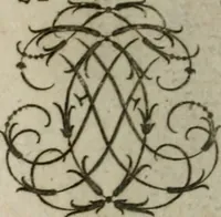 An illustration from Recueil d'emblêmes, devises, medailles, et figures hieroglyphiques, au nombre de plus de douze cent, avec leurs explications : accompagné de plus de deux mille chiffres fleuronnez simples, doubles & triples : d'une manière nouvelle & fort curieuse pour tous les noms imaginables : avec les tenants, supports, & cimiers servans aux ornemens des armes : cet ouvrage qui est enrichy de deux cens cinquante planches en taille-douce, est très-utile aux graveurs, peintres, sculpteurs, orfevres, brodeurs, serruriers, & à tous ceux qui travaillent au dessein (1724)