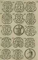 An illustration from Recueil d'emblêmes, devises, medailles, et figures hieroglyphiques, au nombre de plus de douze cent, avec leurs explications : accompagné de plus de deux mille chiffres fleuronnez simples, doubles & triples : d'une manière nouvelle & fort curieuse pour tous les noms imaginables : avec les tenants, supports, & cimiers servans aux ornemens des armes : cet ouvrage qui est enrichy de deux cens cinquante planches en taille-douce, est très-utile aux graveurs, peintres, sculpteurs, orfevres, brodeurs, serruriers, & à tous ceux qui travaillent au dessein (1724)