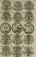 Picture 134 of 278 from Recueil d'emblêmes, devises, medailles, et figures hieroglyphiques, au nombre de plus de douze cent, avec leurs explications : accompagné de plus de deux mille chiffres fleuronnez simples, doubles & triples : d'une manière nouvelle & fort curieuse pour tous les noms imaginables : avec les tenants, supports, & cimiers servans aux ornemens des armes : cet ouvrage qui est enrichy de deux cens cinquante planches en taille-douce, est très-utile aux graveurs, peintres, sculpteurs, orfevres, brodeurs, serruriers, & à tous ceux qui travaillent au dessein (1724), leaf 184