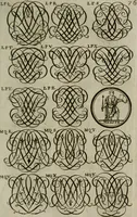 Picture 184 of 278 from Recueil d'emblêmes, devises, medailles, et figures hieroglyphiques, au nombre de plus de douze cent, avec leurs explications : accompagné de plus de deux mille chiffres fleuronnez simples, doubles & triples : d'une manière nouvelle & fort curieuse pour tous les noms imaginables : avec les tenants, supports, & cimiers servans aux ornemens des armes : cet ouvrage qui est enrichy de deux cens cinquante planches en taille-douce, est très-utile aux graveurs, peintres, sculpteurs, orfevres, brodeurs, serruriers, & à tous ceux qui travaillent au dessein (1724), leaf 234