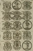 Picture 185 of 278 from Recueil d'emblêmes, devises, medailles, et figures hieroglyphiques, au nombre de plus de douze cent, avec leurs explications : accompagné de plus de deux mille chiffres fleuronnez simples, doubles & triples : d'une manière nouvelle & fort curieuse pour tous les noms imaginables : avec les tenants, supports, & cimiers servans aux ornemens des armes : cet ouvrage qui est enrichy de deux cens cinquante planches en taille-douce, est très-utile aux graveurs, peintres, sculpteurs, orfevres, brodeurs, serruriers, & à tous ceux qui travaillent au dessein (1724), leaf 235