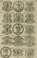 Picture 207 of 278 from Recueil d'emblêmes, devises, medailles, et figures hieroglyphiques, au nombre de plus de douze cent, avec leurs explications : accompagné de plus de deux mille chiffres fleuronnez simples, doubles & triples : d'une manière nouvelle & fort curieuse pour tous les noms imaginables : avec les tenants, supports, & cimiers servans aux ornemens des armes : cet ouvrage qui est enrichy de deux cens cinquante planches en taille-douce, est très-utile aux graveurs, peintres, sculpteurs, orfevres, brodeurs, serruriers, & à tous ceux qui travaillent au dessein (1724), leaf 257