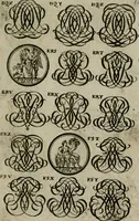 An illustration from Recueil d'emblêmes, devises, medailles, et figures hieroglyphiques, au nombre de plus de douze cent, avec leurs explications : accompagné de plus de deux mille chiffres fleuronnez simples, doubles & triples : d'une manière nouvelle & fort curieuse pour tous les noms imaginables : avec les tenants, supports, & cimiers servans aux ornemens des armes : cet ouvrage qui est enrichy de deux cens cinquante planches en taille-douce, est très-utile aux graveurs, peintres, sculpteurs, orfevres, brodeurs, serruriers, & à tous ceux qui travaillent au dessein (1724)